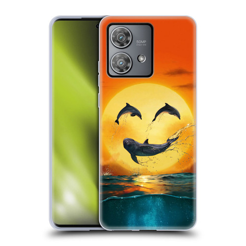 Vincent Hie Graphics Dolphins Smile Soft Gel Case for Motorola Edge 40 Neo 5G