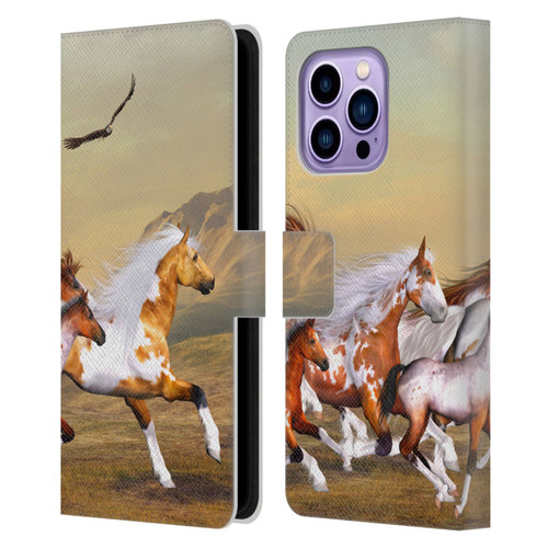 Simone Gatterwe Horses Wild Herd Leather Book Wallet Case Cover For Apple iPhone 14 Pro Max