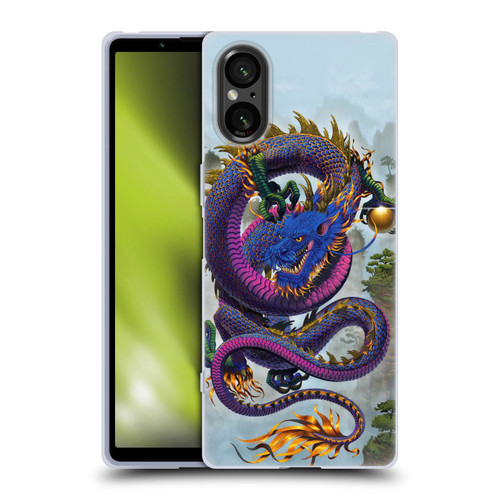 Vincent Hie Graphics Good Fortune Dragon Blue Soft Gel Case for Sony Xperia 5 V 5G