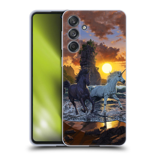 Vincent Hie Key Art Unicorns On The Beach Soft Gel Case for Samsung Galaxy M55 5G