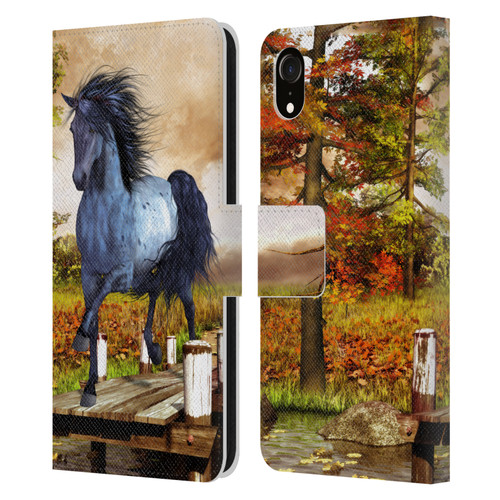 Simone Gatterwe Horses On The Lake Leather Book Wallet Case Cover For Apple iPhone XR
