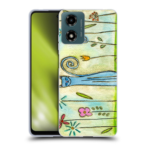 Wyanne Cat Blue Cat In The Flower Garden Soft Gel Case for Motorola Moto G04/G04s/G24 4G