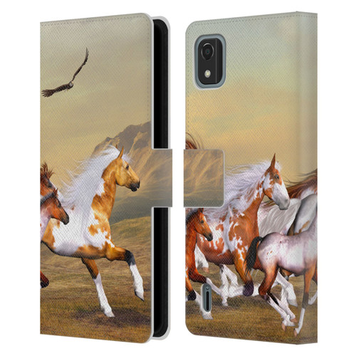 Simone Gatterwe Horses Wild Herd Leather Book Wallet Case Cover For Nokia C2 2nd Edition
