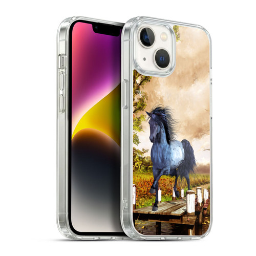 Simone Gatterwe Horses On The Lake Soft Gel Case for Apple iPhone 14