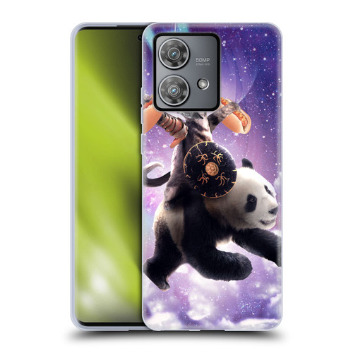 Random Galaxy Mixed Designs Warrior Cat Riding Panda Soft Gel Case for Motorola Edge 40 Neo 5G