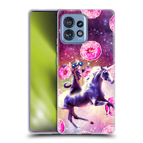 Random Galaxy Mixed Designs Thug Cat Riding Unicorn Soft Gel Case for Motorola Moto Edge 40 Pro