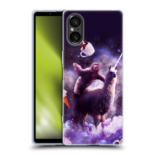 Random Galaxy Mixed Designs Sloth Riding Unicorn Soft Gel Case for Sony Xperia 5 V 5G