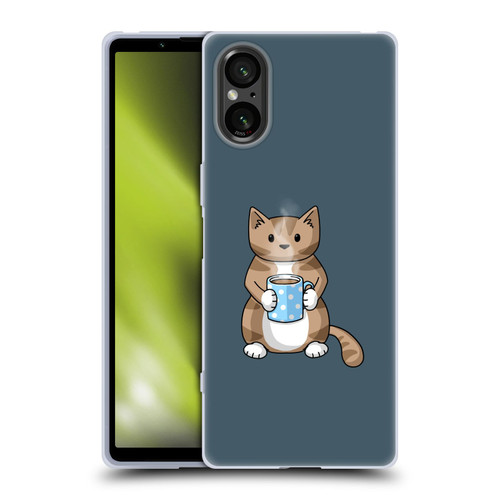 Beth Wilson Doodlecats Coffee Drinking Soft Gel Case for Sony Xperia 5 V 5G