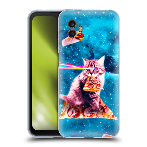 Random Galaxy Space Cat Lazer Eye & Pizza Soft Gel Case for Samsung Galaxy Xcover6 Pro/Pro2