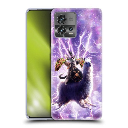 Random Galaxy Space Llama Lazer Cat & Tacos Soft Gel Case for Motorola Moto Edge 30 Fusion