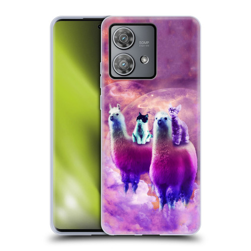 Random Galaxy Space Llama Kitty & Cat Soft Gel Case for Motorola Edge 40 Neo 5G