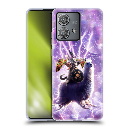 Random Galaxy Space Llama Lazer Cat & Tacos Soft Gel Case for Motorola Edge 40 Neo 5G