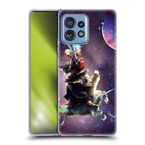 Random Galaxy Space Llama Unicorn Space Ride Soft Gel Case for Motorola Moto Edge 40 Pro