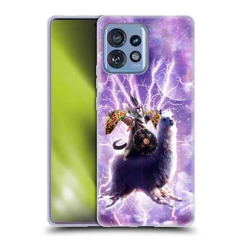 Random Galaxy Space Llama Lazer Cat & Tacos Soft Gel Case for Motorola Moto Edge 40 Pro