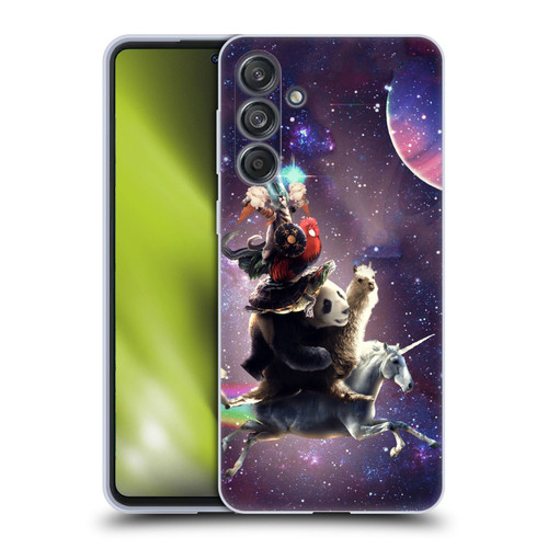 Random Galaxy Space Llama Unicorn Space Ride Soft Gel Case for Samsung Galaxy M55 5G