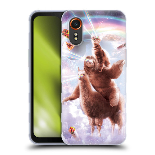Random Galaxy Space Llama Sloth & Cat Lazer Eyes Soft Gel Case for Samsung Galaxy Xcover7 5G