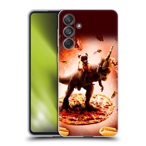 Random Galaxy Space Pizza Ride Pug & Dinosaur Unicorn Soft Gel Case for Samsung Galaxy M55 5G