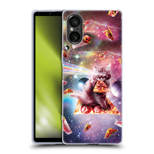 Random Galaxy Space Pizza Ride Outer Space Lazer Cat Soft Gel Case for Sony Xperia 5 V 5G