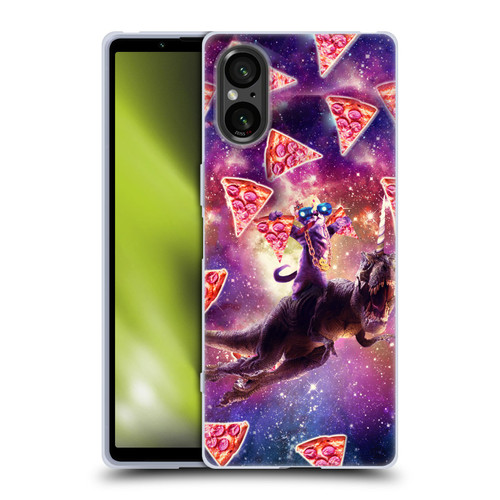 Random Galaxy Space Pizza Ride Thug Cat & Dinosaur Unicorn Soft Gel Case for Sony Xperia 5 V 5G