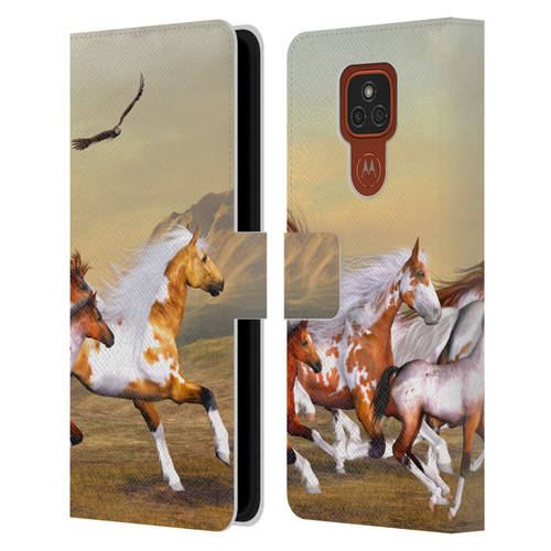 Simone Gatterwe Horses Wild Herd Leather Book Wallet Case Cover For Motorola Moto E7 Plus