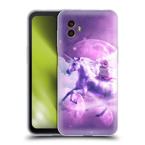 Random Galaxy Space Unicorn Ride Purple Galaxy Cat Soft Gel Case for Samsung Galaxy Xcover6 Pro/Pro2