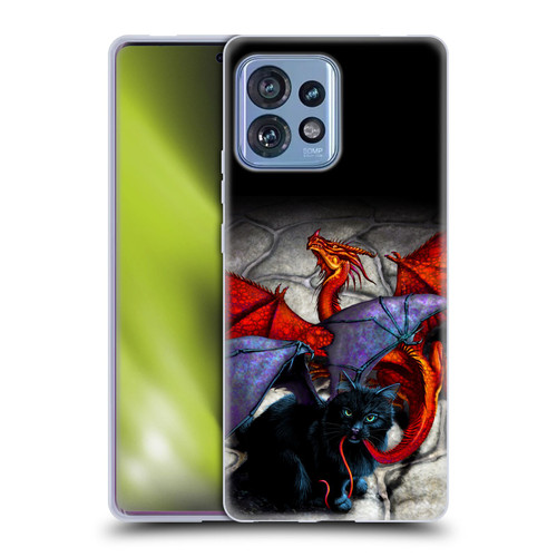 Stanley Morrison Art Bat Winged Black Cat & Dragon Soft Gel Case for Motorola Moto Edge 40 Pro