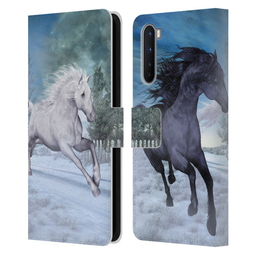 Simone Gatterwe Horses Freedom In The Snow Leather Book Wallet Case Cover For OnePlus Nord 5G
