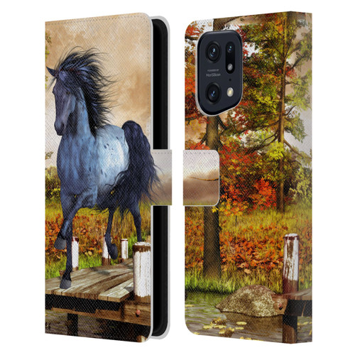 Simone Gatterwe Horses On The Lake Leather Book Wallet Case Cover For OPPO Find X5 Pro