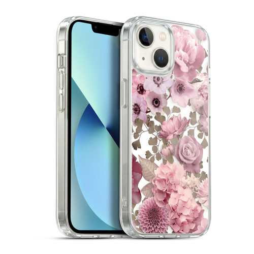 LebensArt Birds And Floral Pink Flower Pattern Kopie Soft Gel Case for Apple iPhone 13