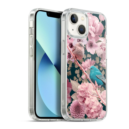 LebensArt Birds And Floral Sparrows In Pink Soft Gel Case for Apple iPhone 13