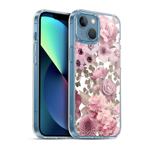 LebensArt Birds And Floral Pink Flower Pattern Kopie Soft Gel Case for Apple iPhone 13 Mini & MagSafe