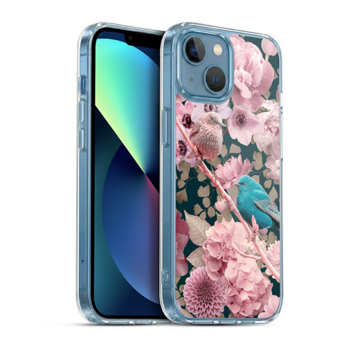 LebensArt Birds And Floral Sparrows In Pink Soft Gel Case for Apple iPhone 13 Mini & MagSafe