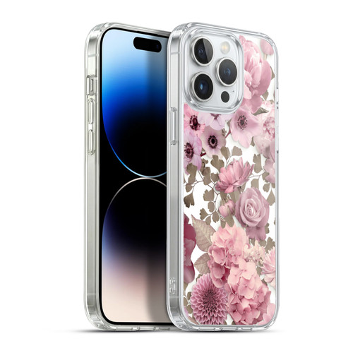 LebensArt Birds And Floral Pink Flower Pattern Kopie Soft Gel Case for Apple iPhone 13 Pro Max & MagSafe