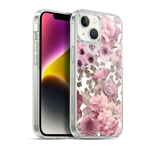 LebensArt Birds And Floral Pink Flower Pattern Kopie Soft Gel Case for Apple iPhone 14