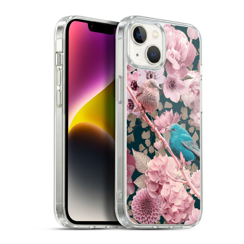 LebensArt Birds And Floral Sparrows In Pink Soft Gel Case for Apple iPhone 14 Plus & MagSafe
