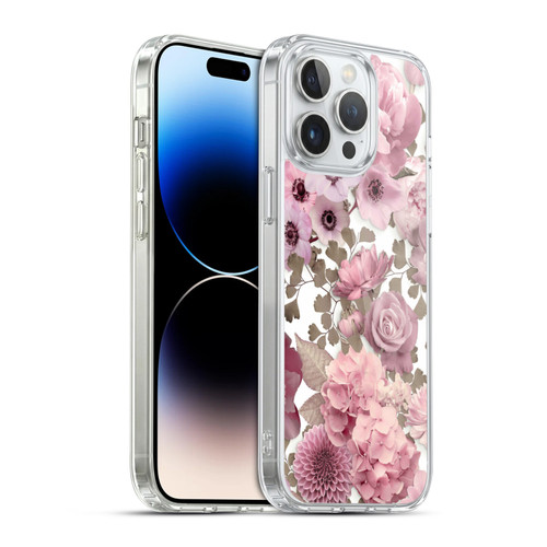 LebensArt Birds And Floral Pink Flower Pattern Kopie Soft Gel Case for Apple iPhone 14 Pro Max & MagSafe
