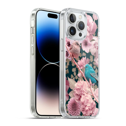 LebensArt Birds And Floral Sparrows In Pink Soft Gel Case for Apple iPhone 14 Pro Max & MagSafe