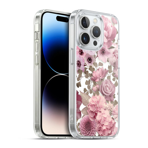 LebensArt Birds And Floral Pink Flower Pattern Kopie Soft Gel Case for Apple iPhone 14 Pro & MagSafe