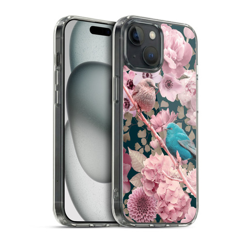 LebensArt Birds And Floral Sparrows In Pink Soft Gel Case for Apple iPhone 15 & MagSafe