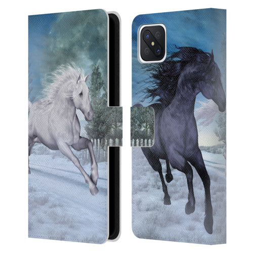 Simone Gatterwe Horses Freedom In The Snow Leather Book Wallet Case Cover For OPPO Reno4 Z 5G