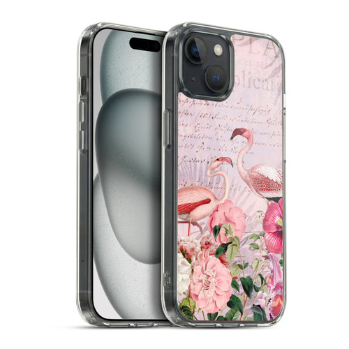 LebensArt Birds And Floral Flamingo Paradise Soft Gel Case for Apple iPhone 15 Plus & MagSafe