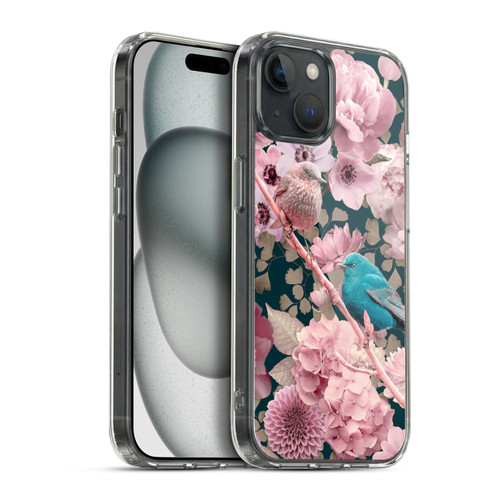 LebensArt Birds And Floral Sparrows In Pink Soft Gel Case for Apple iPhone 15 Plus & MagSafe