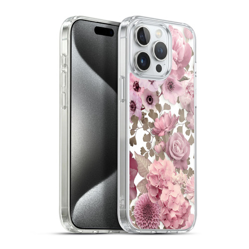 LebensArt Birds And Floral Pink Flower Pattern Kopie Soft Gel Case for Apple iPhone 15 Pro Max & MagSafe