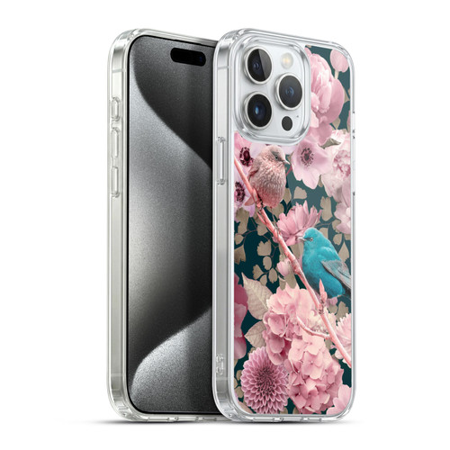 LebensArt Birds And Floral Sparrows In Pink Soft Gel Case for Apple iPhone 15 Pro Max & MagSafe
