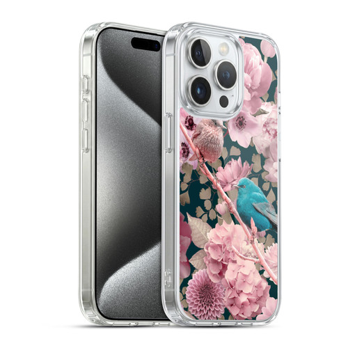 LebensArt Birds And Floral Sparrows In Pink Soft Gel Case for Apple iPhone 15 Pro & MagSafe