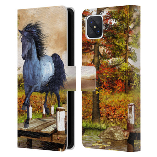 Simone Gatterwe Horses On The Lake Leather Book Wallet Case Cover For OPPO Reno4 Z 5G