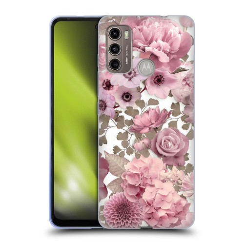 LebensArt Birds And Floral Pink Flower Pattern Kopie Soft Gel Case for Motorola Moto G60 / Moto G40 Fusion