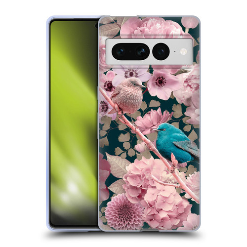 LebensArt Birds And Floral Sparrows In Pink Soft Gel Case for Google Pixel 7 Pro
