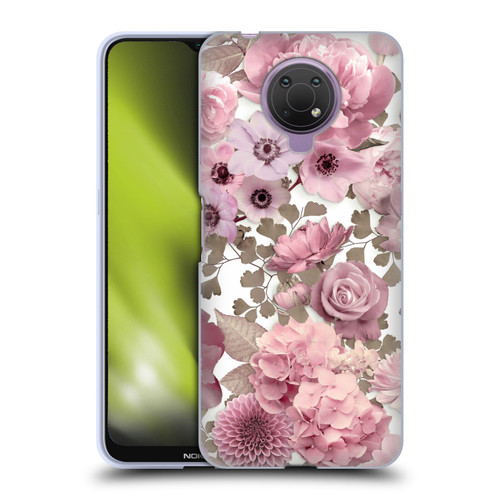 LebensArt Birds And Floral Pink Flower Pattern Kopie Soft Gel Case for Nokia G10