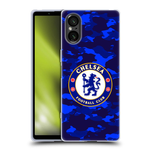 Chelsea Football Club Crest Camouflage Soft Gel Case for Sony Xperia 5 V 5G